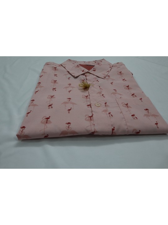 Eighth Ave Half sleeves printed casual shirt - Pink bird