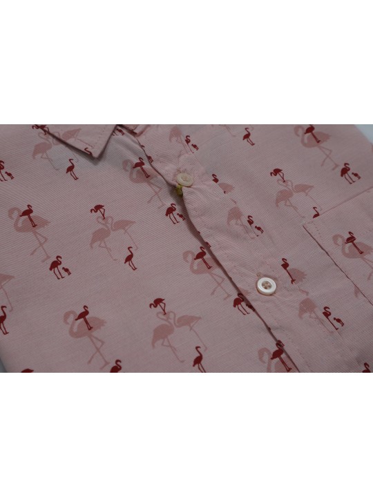 Eighth Ave Half sleeves printed casual shirt - Pink bird