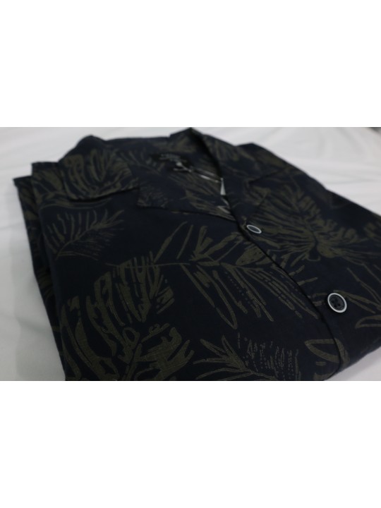 T-Fossi casual printed Shirt- Caribbean Collar -Black 