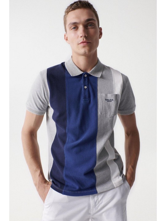 Salsa Jeans Polo T-shirt Grey &Blue